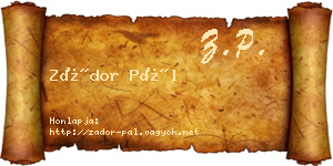 Zádor Pál névjegykártya